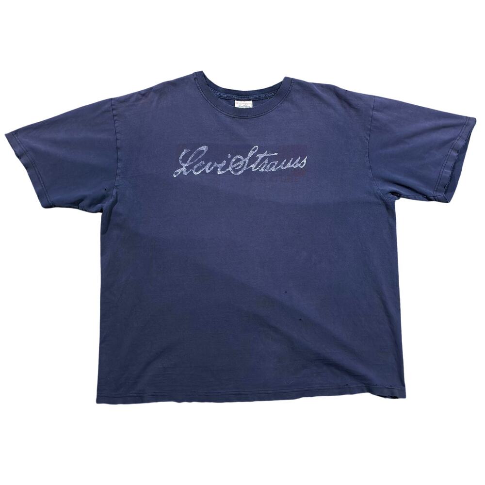 Vintage Levi’s Strauss Thrashed T-Shirt Men’s XL Navy Blue Distressed Tee
